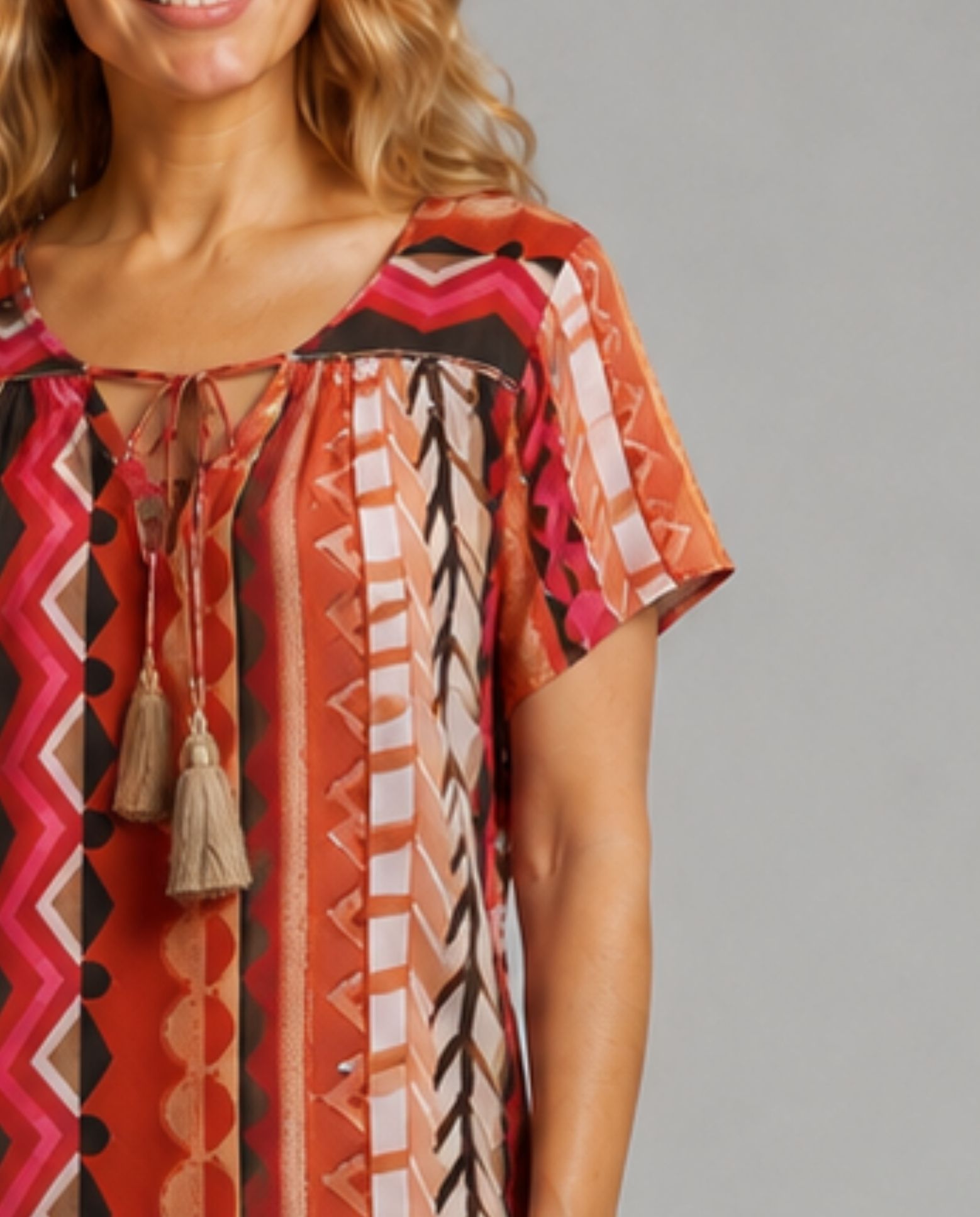 Blusa estampada de manga corta - October - Multicolor Multicolor-3