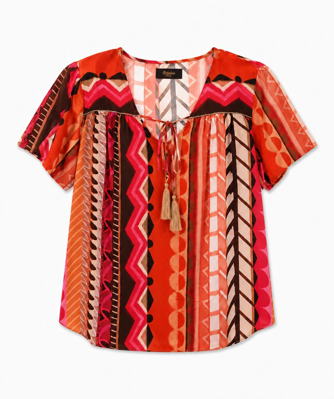 Blusa estampada de manga corta - October - Multicolor Multicolor-5