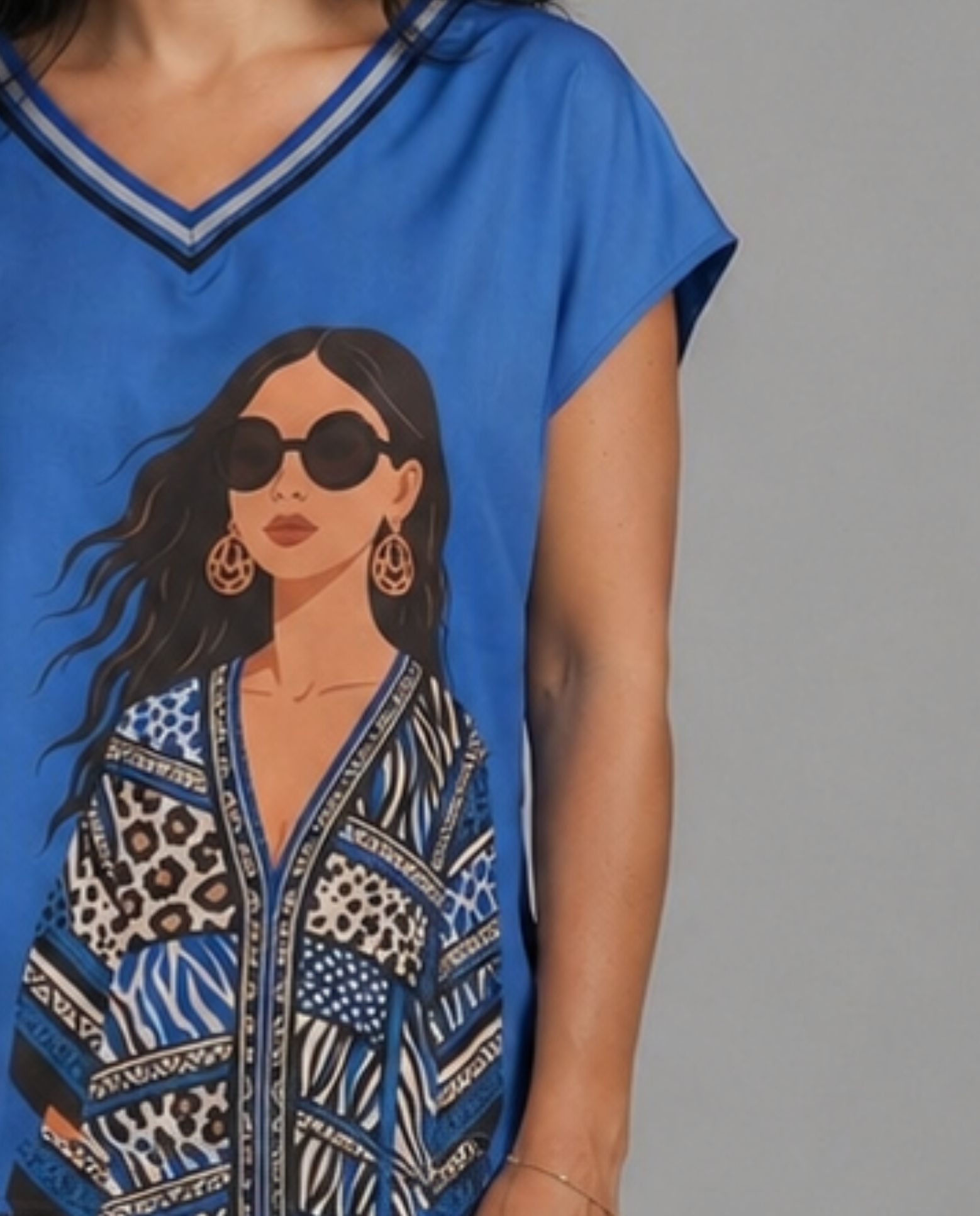 Camiseta estampada chica - October - Azul Cobalto Azul Cobalto-3