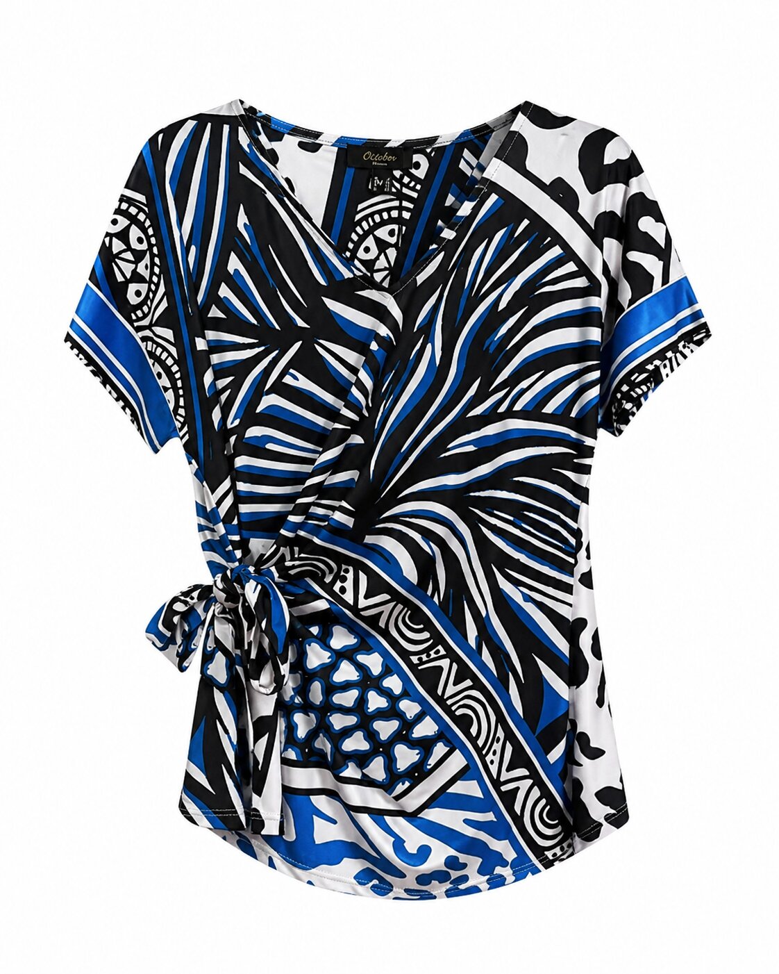 Camiseta mix animal cuello pico - October - Azul Azul-5