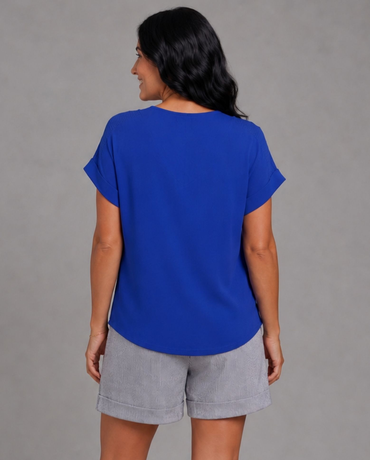 Camiseta con detalle en hombro - October - Azul Cobalto Azul Cobalto-2