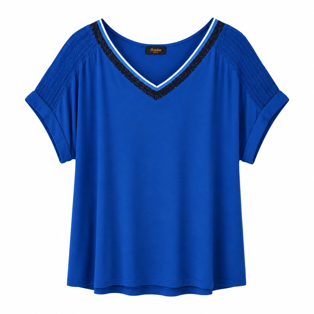 Camiseta con detalle en hombro - October - Azul Cobalto Azul Cobalto-5