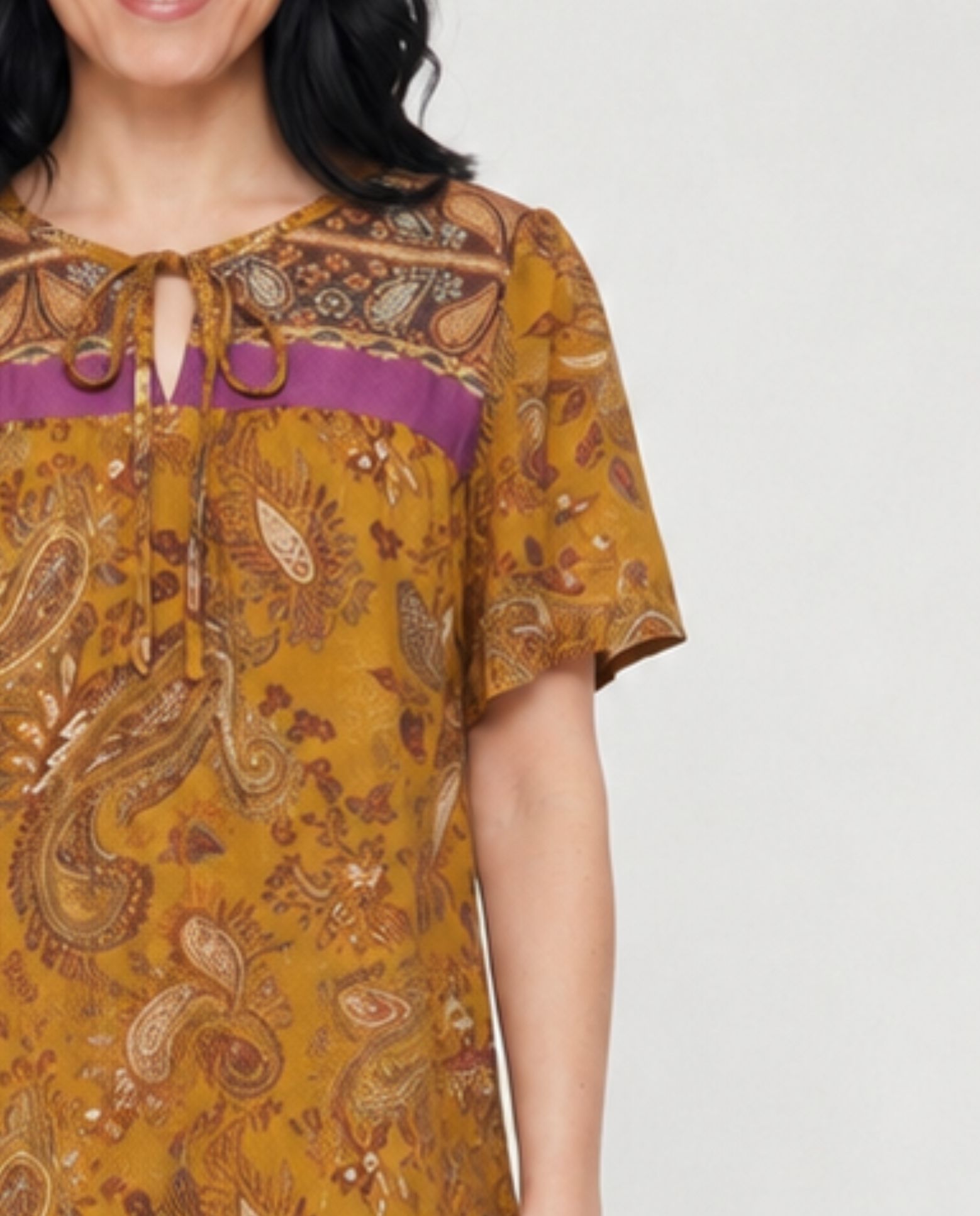Blusa estampada con cuello anudado - October - Multicolor Multicolor-3