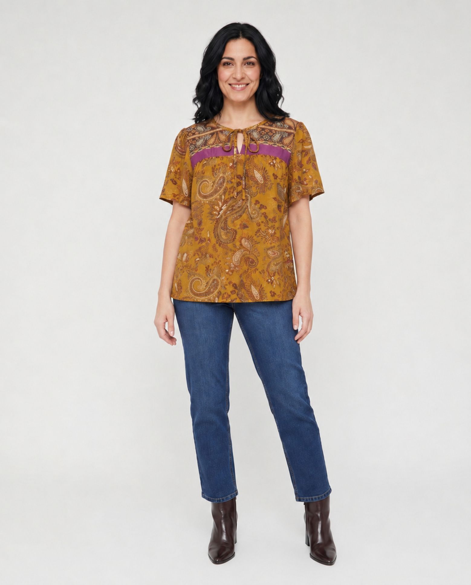 Blusa estampada con cuello anudado - October - Multicolor Multicolor-4