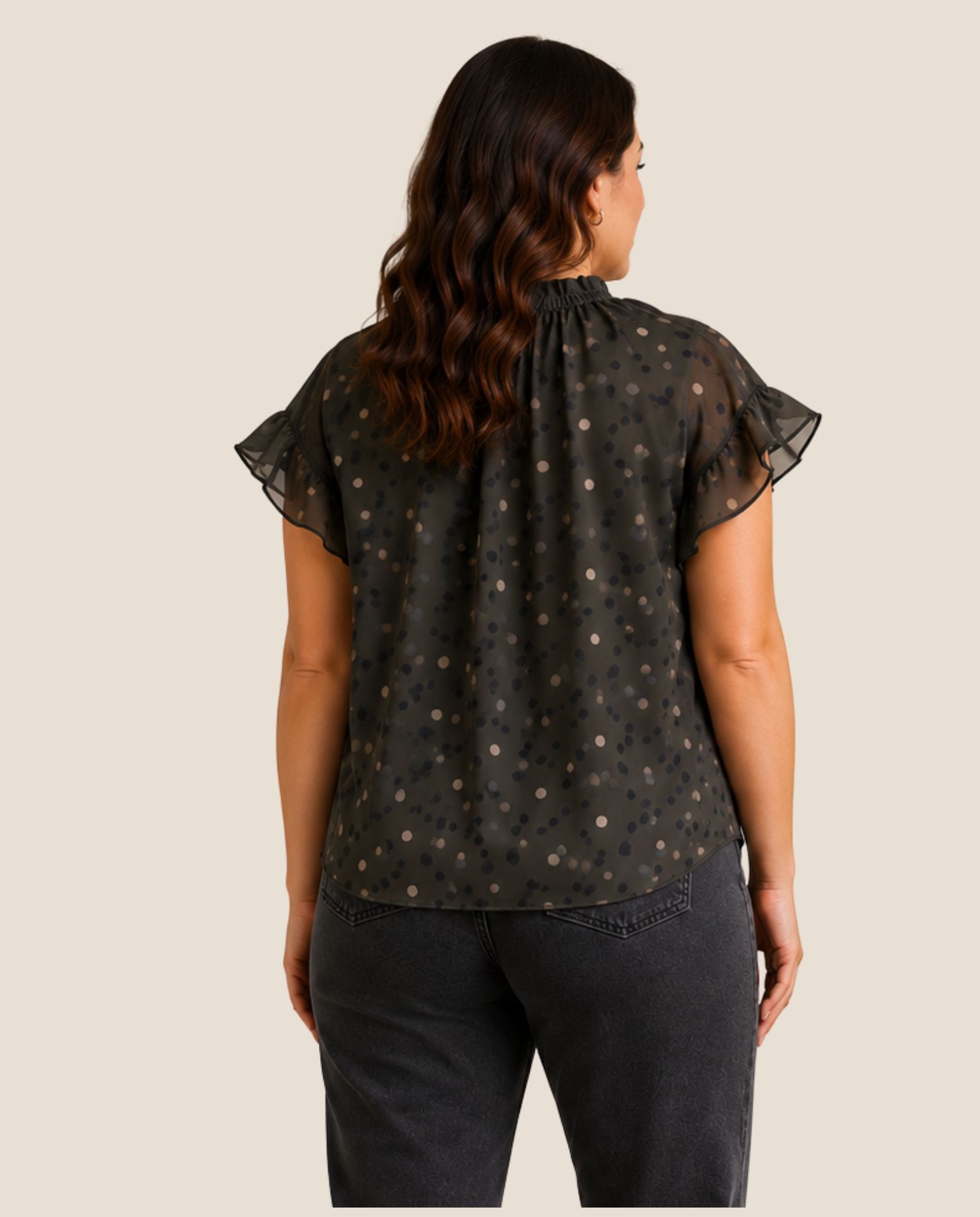 Blusa lunares manga volante - October - Kaki Kaki-2