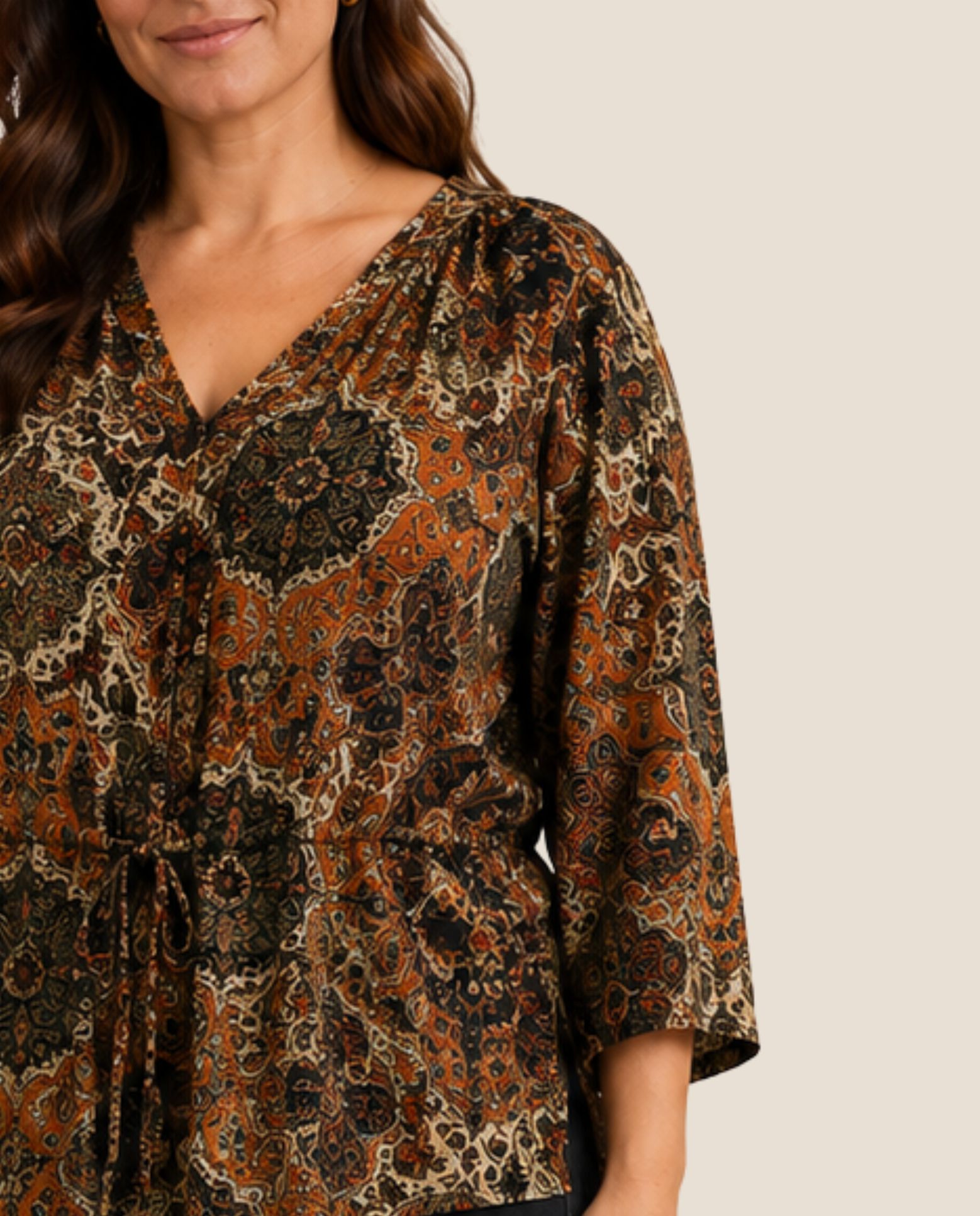 Blusa estampada con cordon ajustable - October - Multicolor Multicolor-3