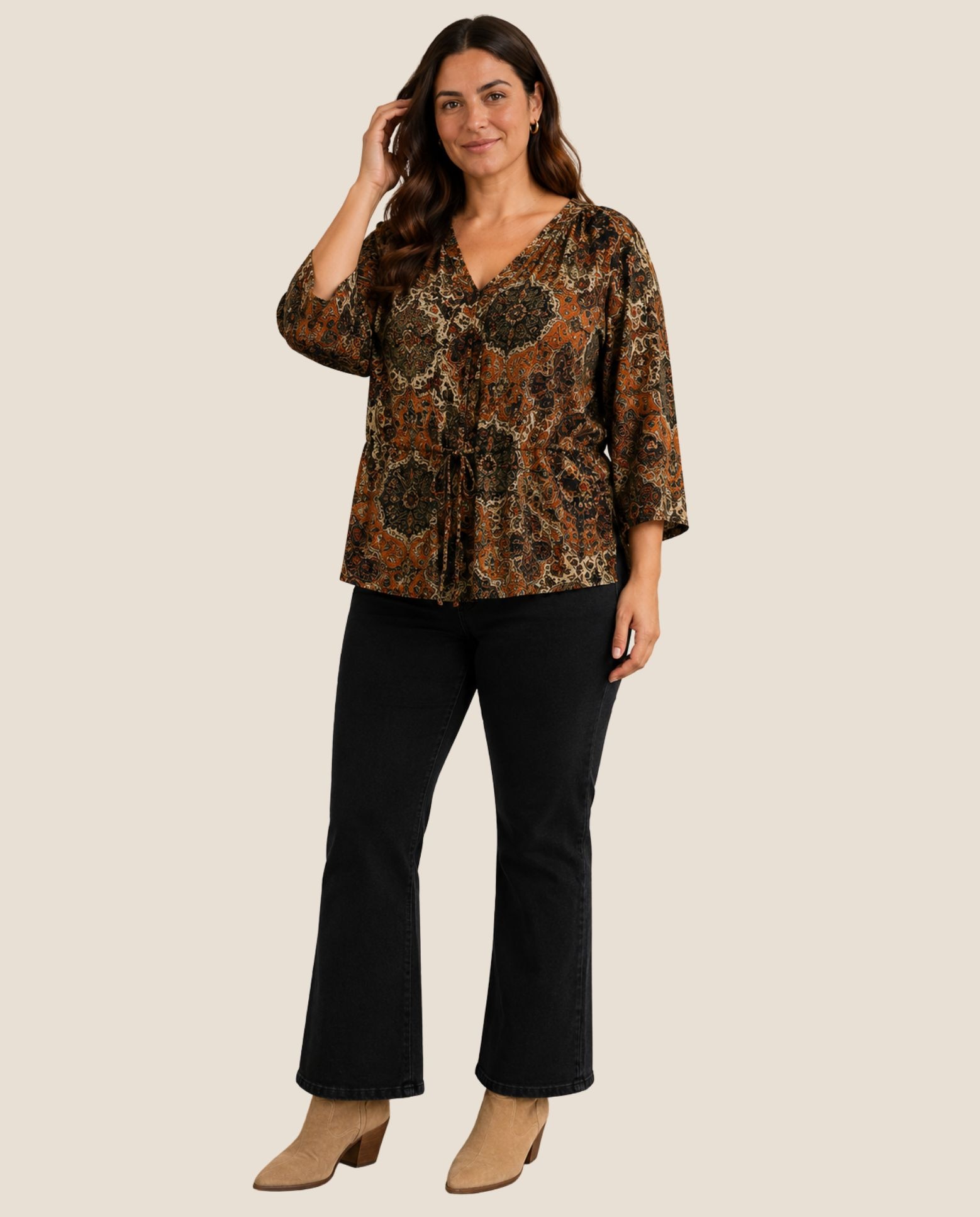 Blusa estampada con cordon ajustable - October - Multicolor Multicolor-4