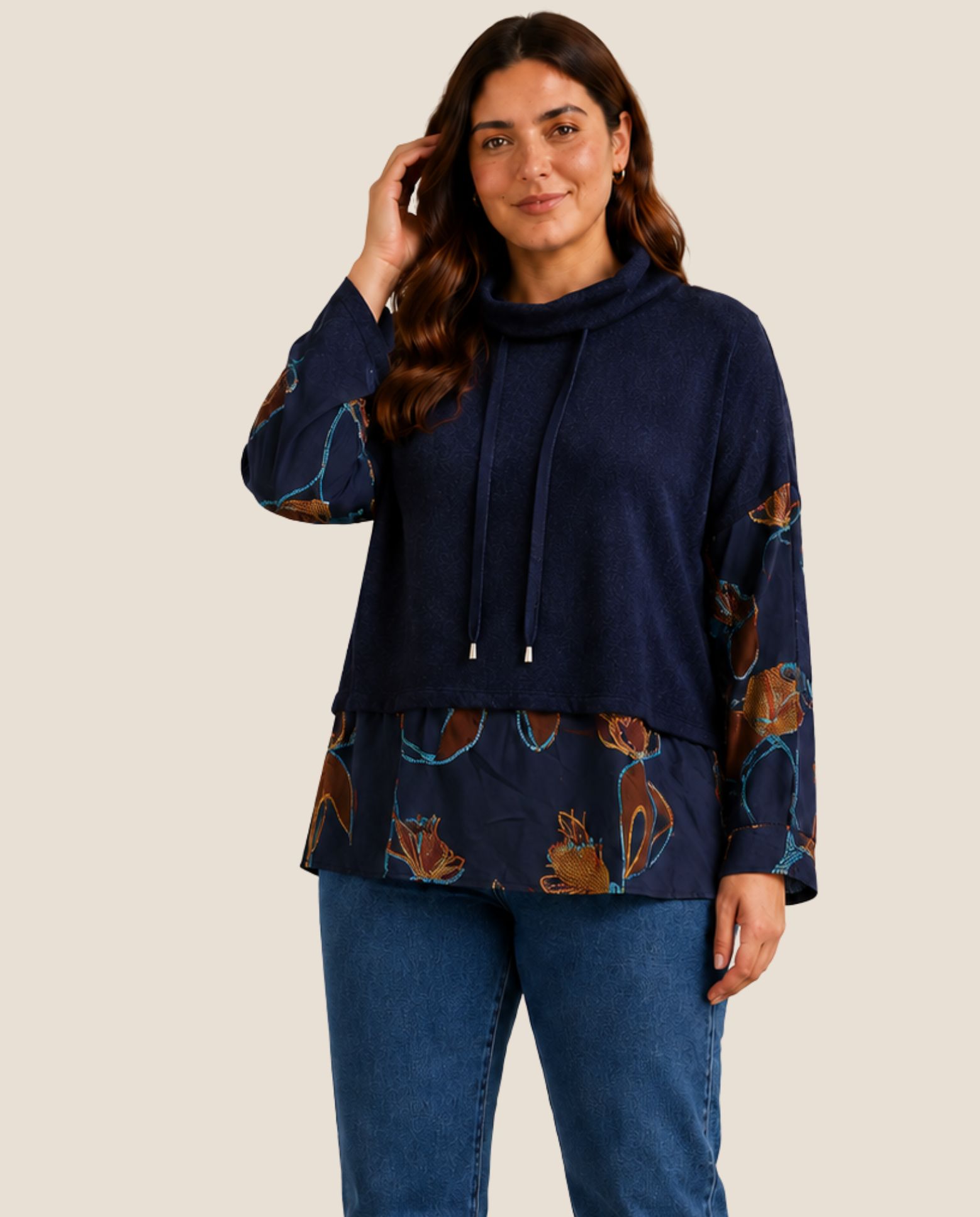 Imagen 0 de Sueter con faldon estampado Azul marino