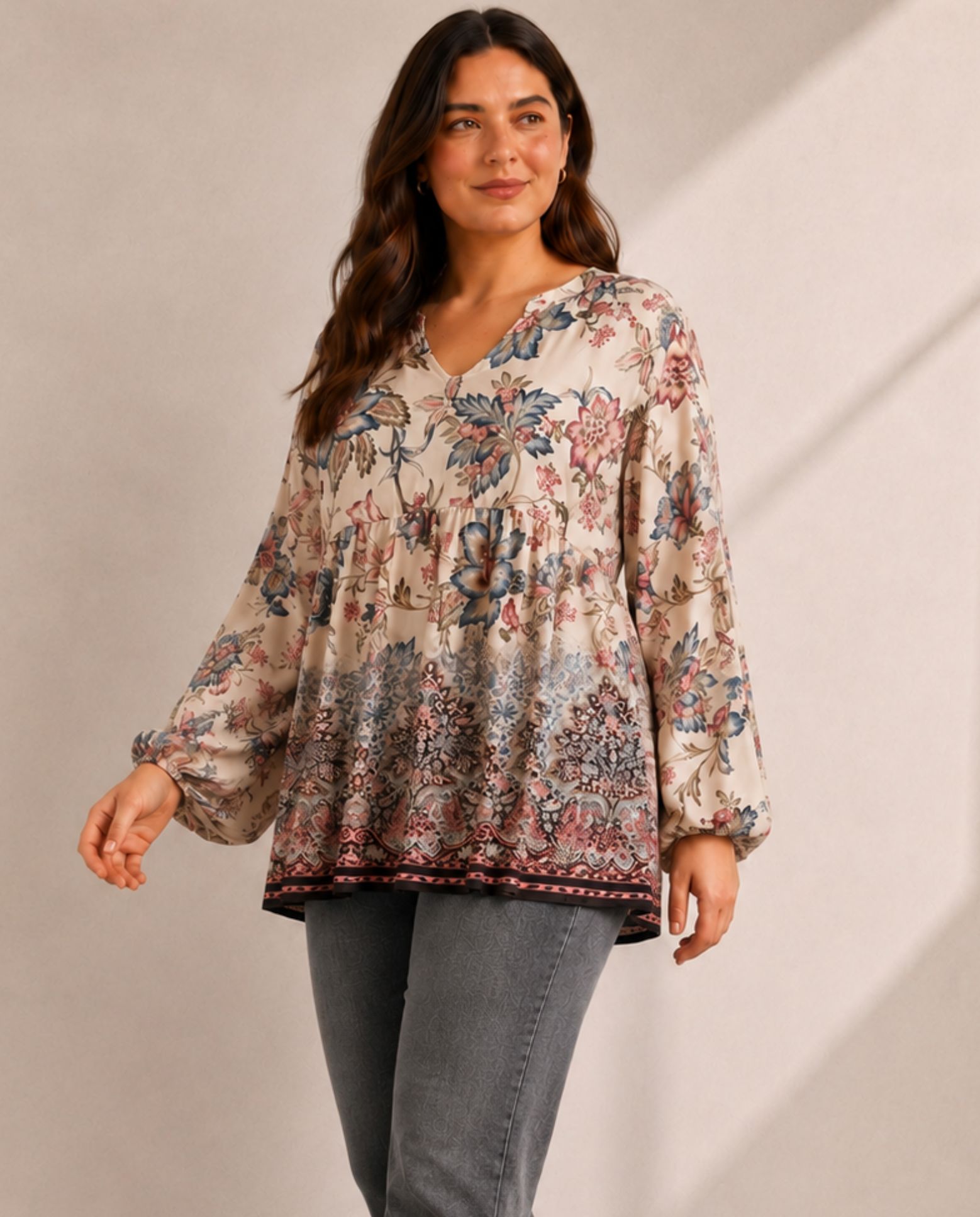 Imagen 0 de Blusa estampada cuello mao Multicolor