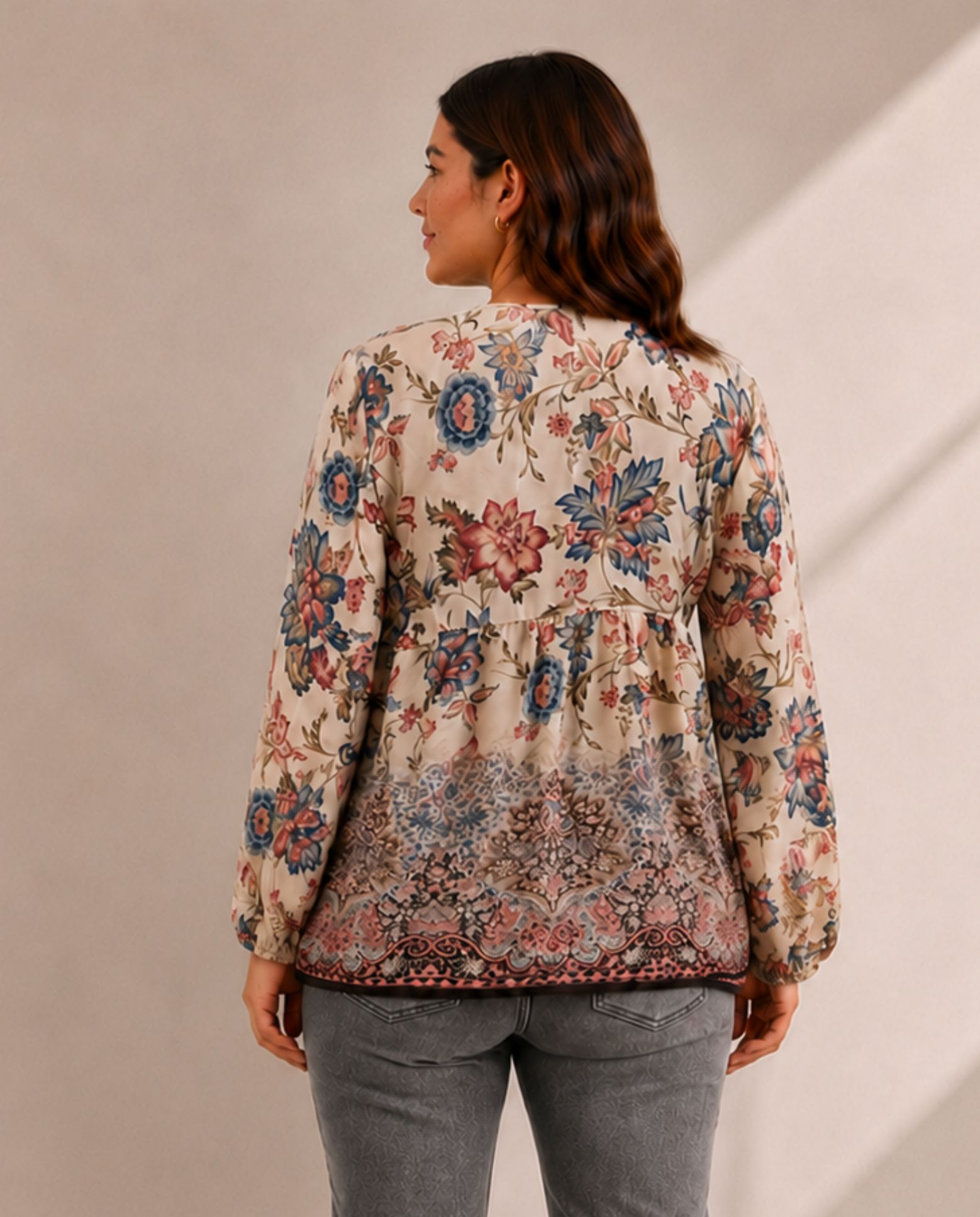 Blusa estampada cuello mao - October - Multicolor Multicolor-2