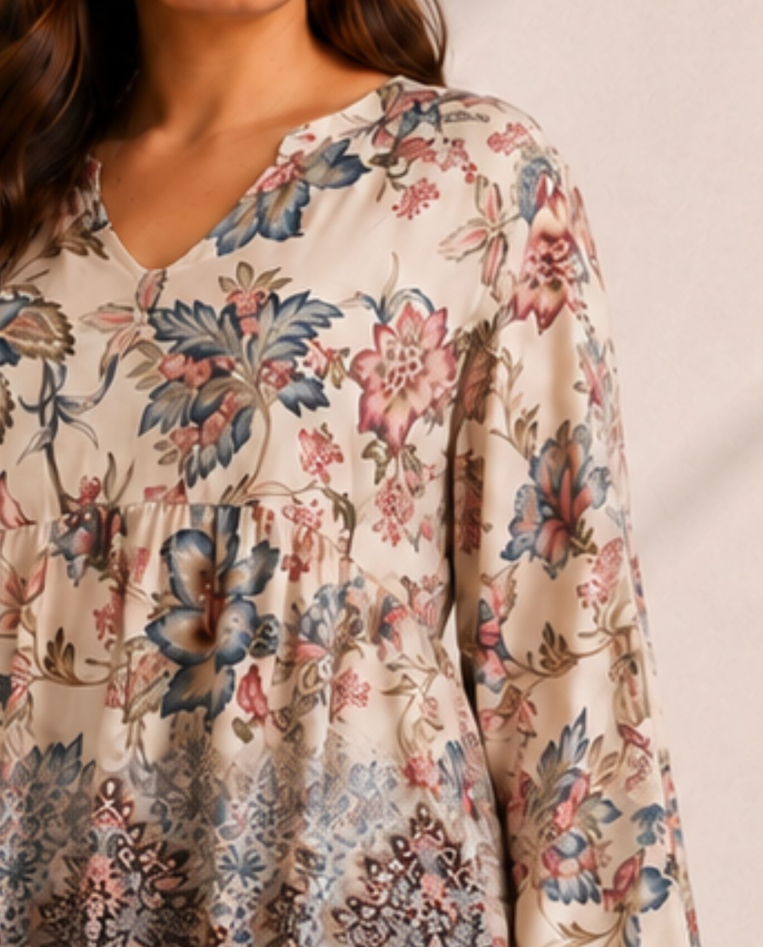 Blusa estampada cuello mao - October - Multicolor Multicolor-3