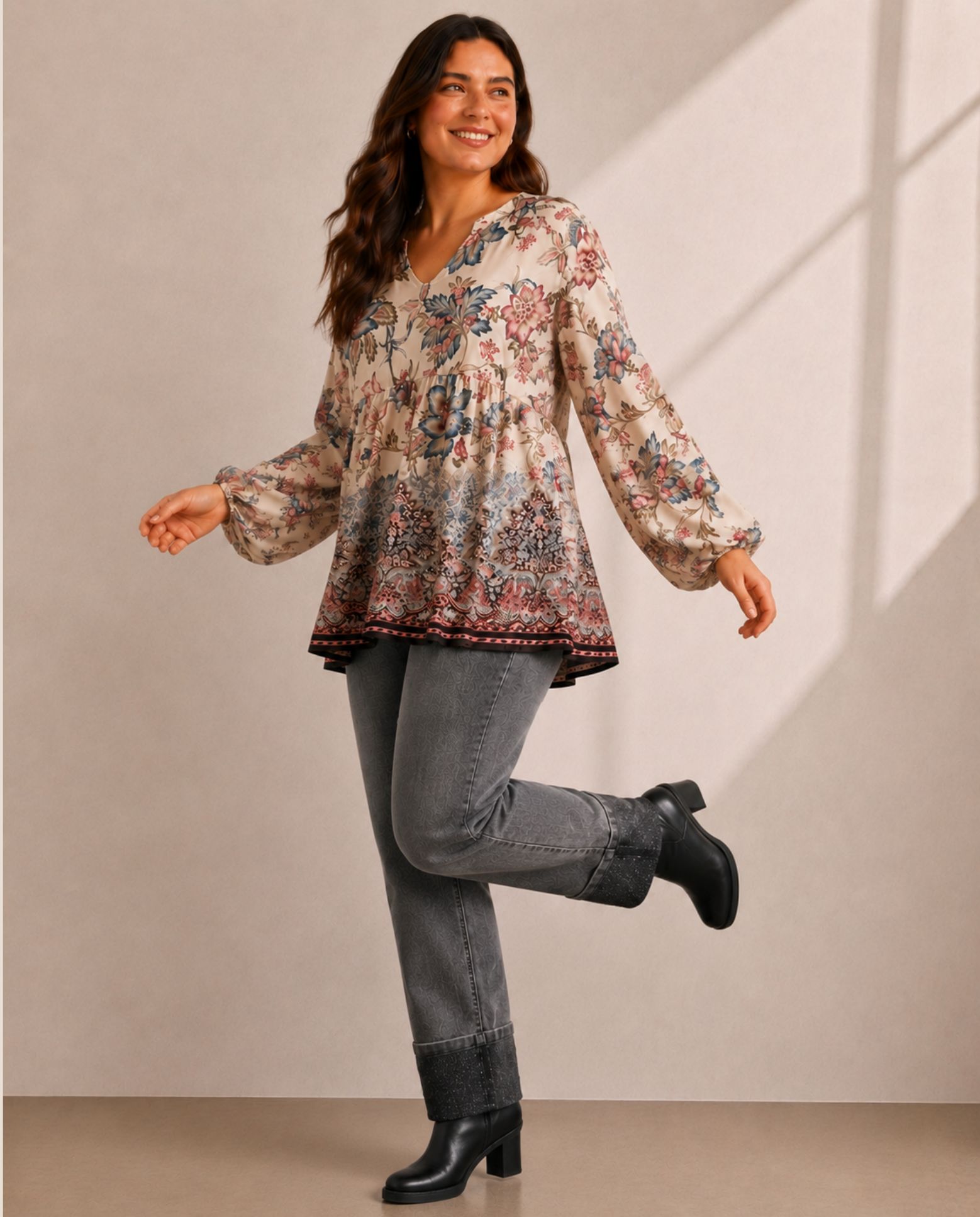 Blusa estampada cuello mao - October - Multicolor Multicolor-4