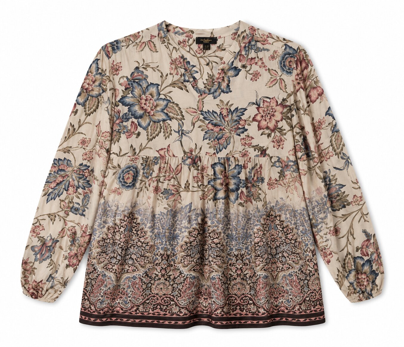Blusa estampada cuello mao - October - Multicolor Multicolor-5