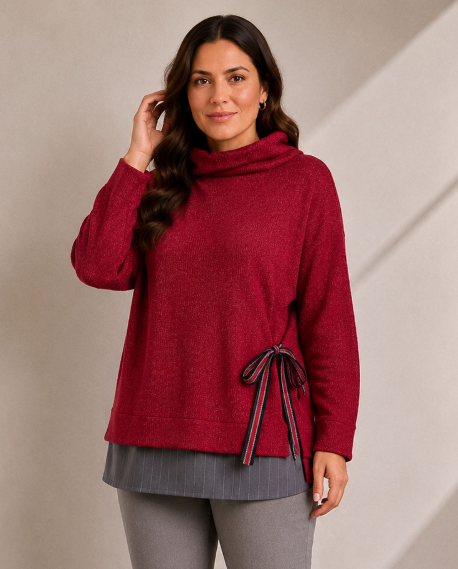 Jersey cuello buche con faldon - October - Rojo Rojo-1