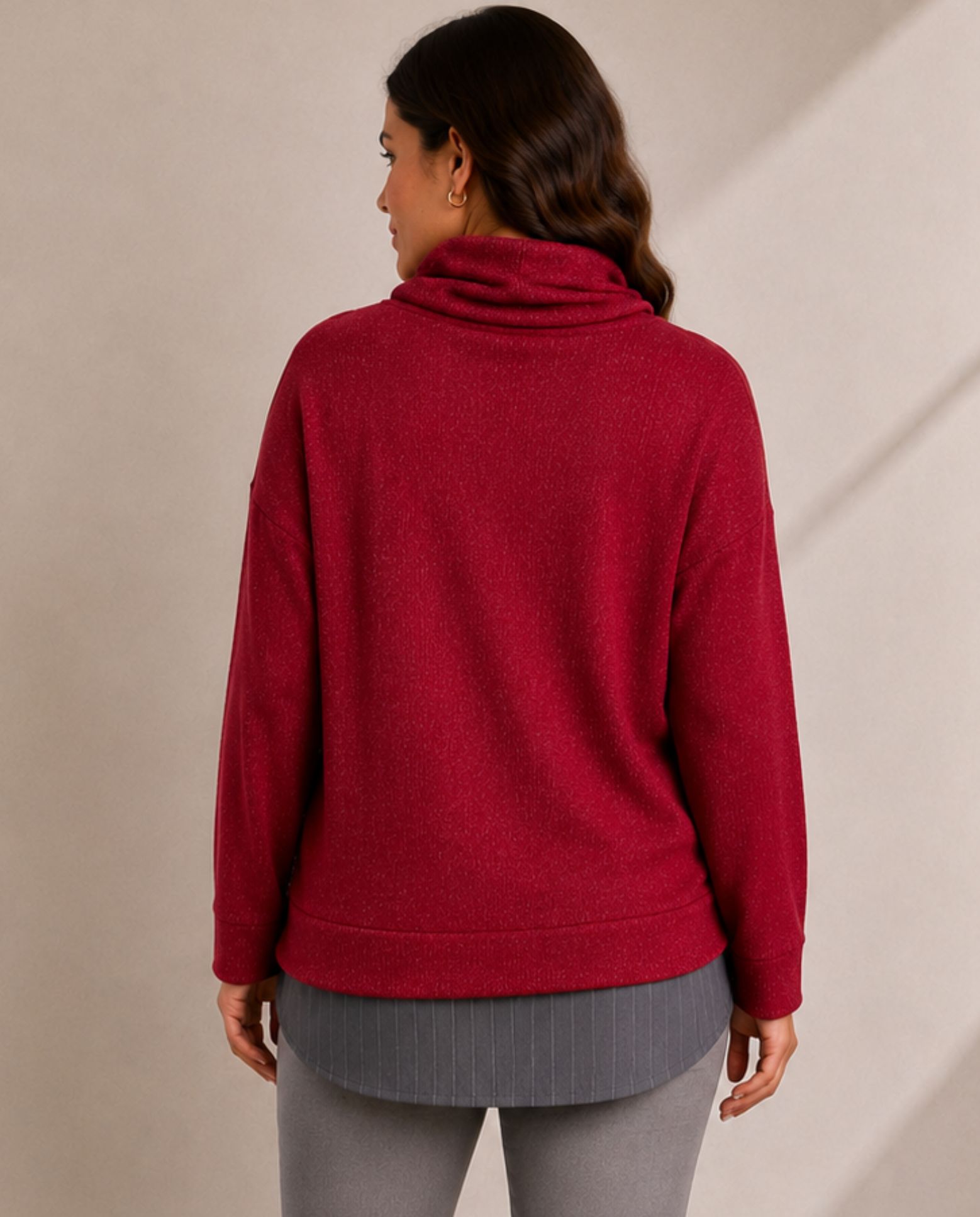 Jersey cuello buche con faldon - October - Rojo Rojo-2
