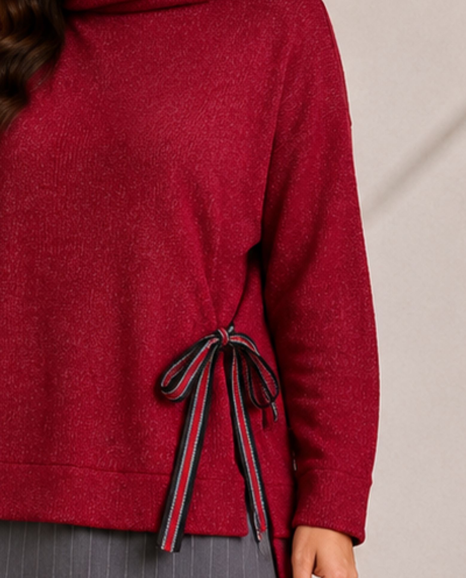 Jersey cuello buche con faldon - October - Rojo Rojo-3