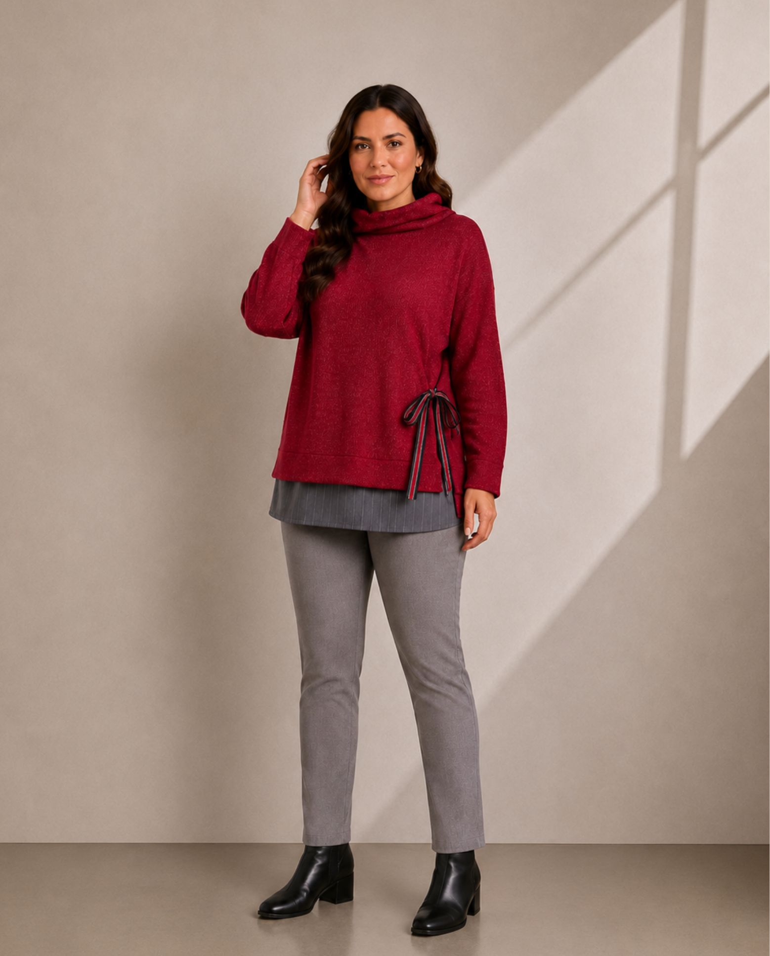 Jersey cuello buche con faldon - October - Rojo Rojo-4