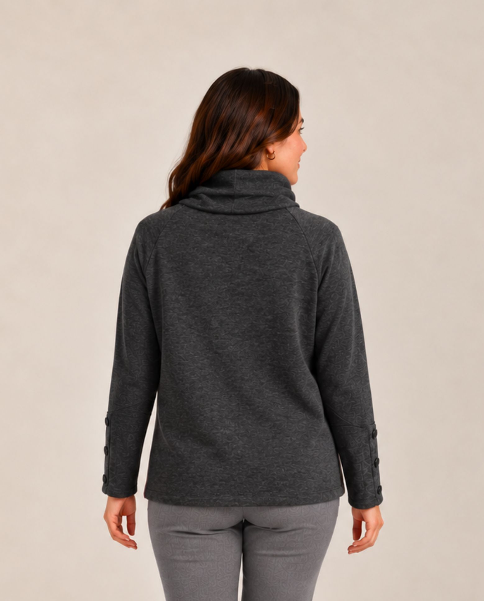 Jersey cuello buche estampado - October - Gris Gris-2