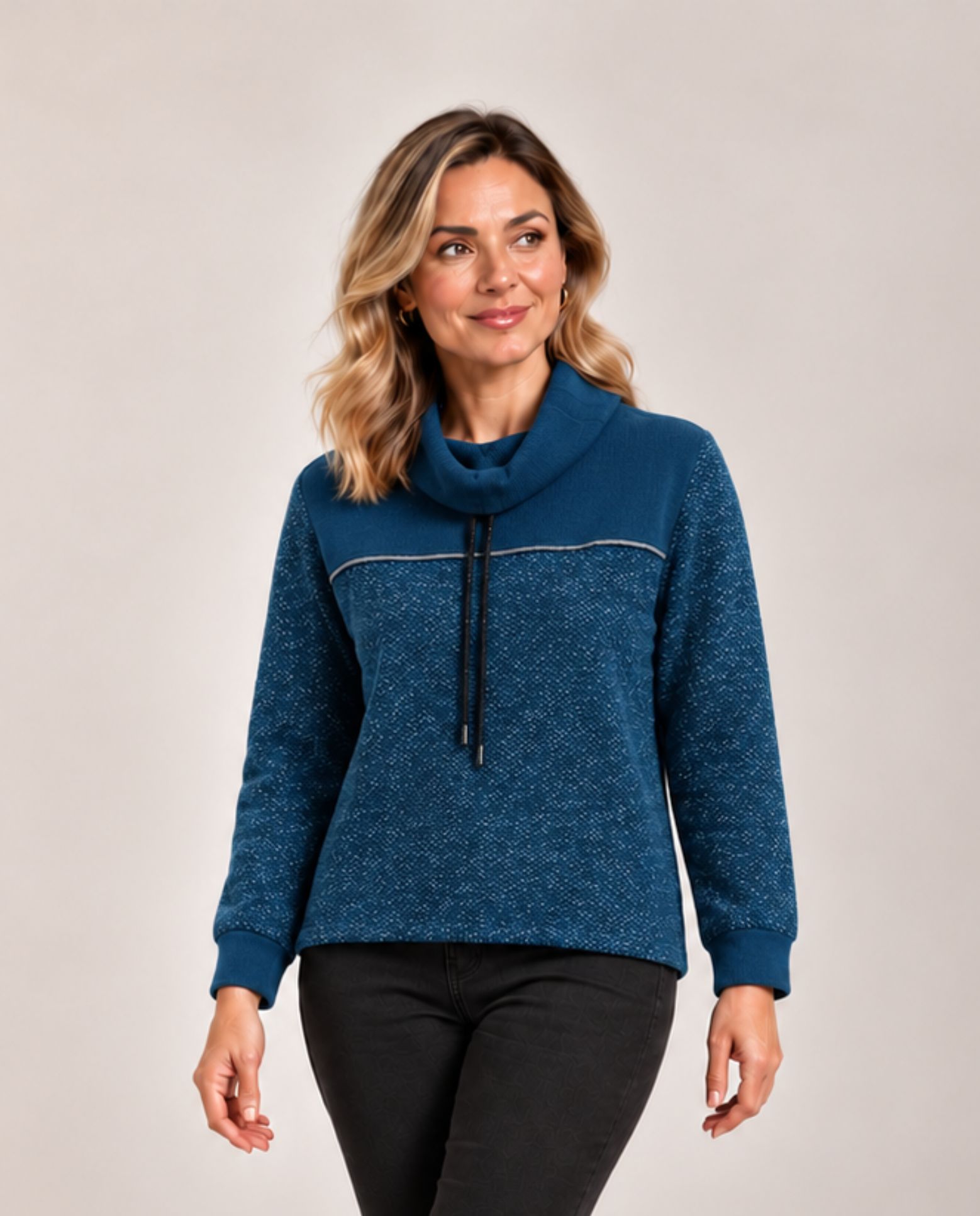 Imagen 1 de Jersey cuello buche ajustable con detalle en canesu Azul