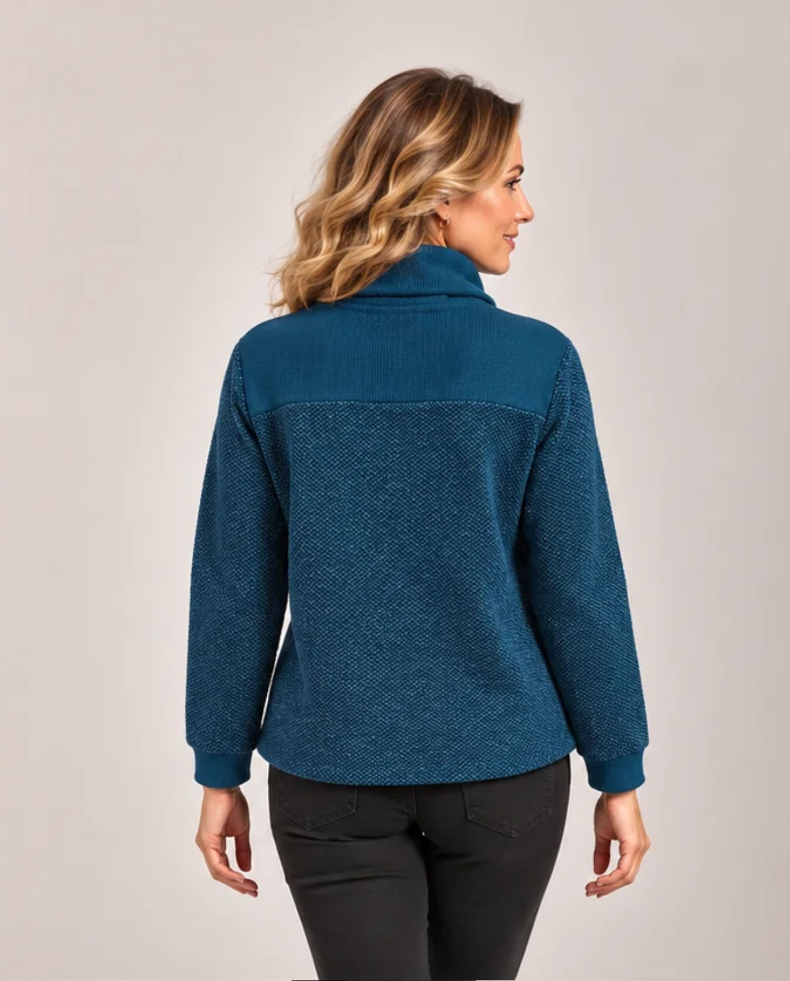 Imagen 2 de Jersey cuello buche ajustable con detalle en canesu - October - Azul Azul