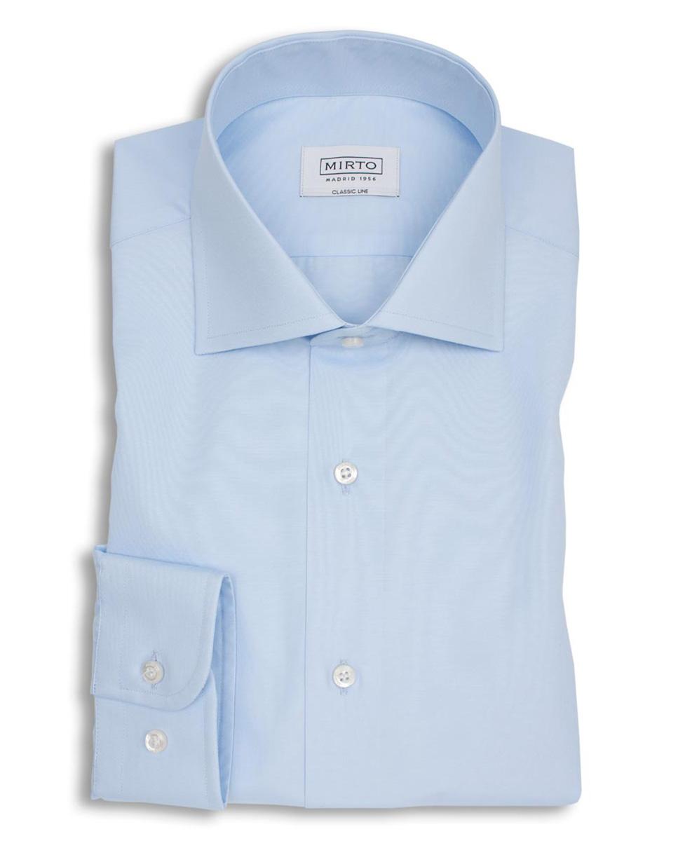 Camisa de hombre classic lisa cuello italiano - Mirto - Azul Azul-4