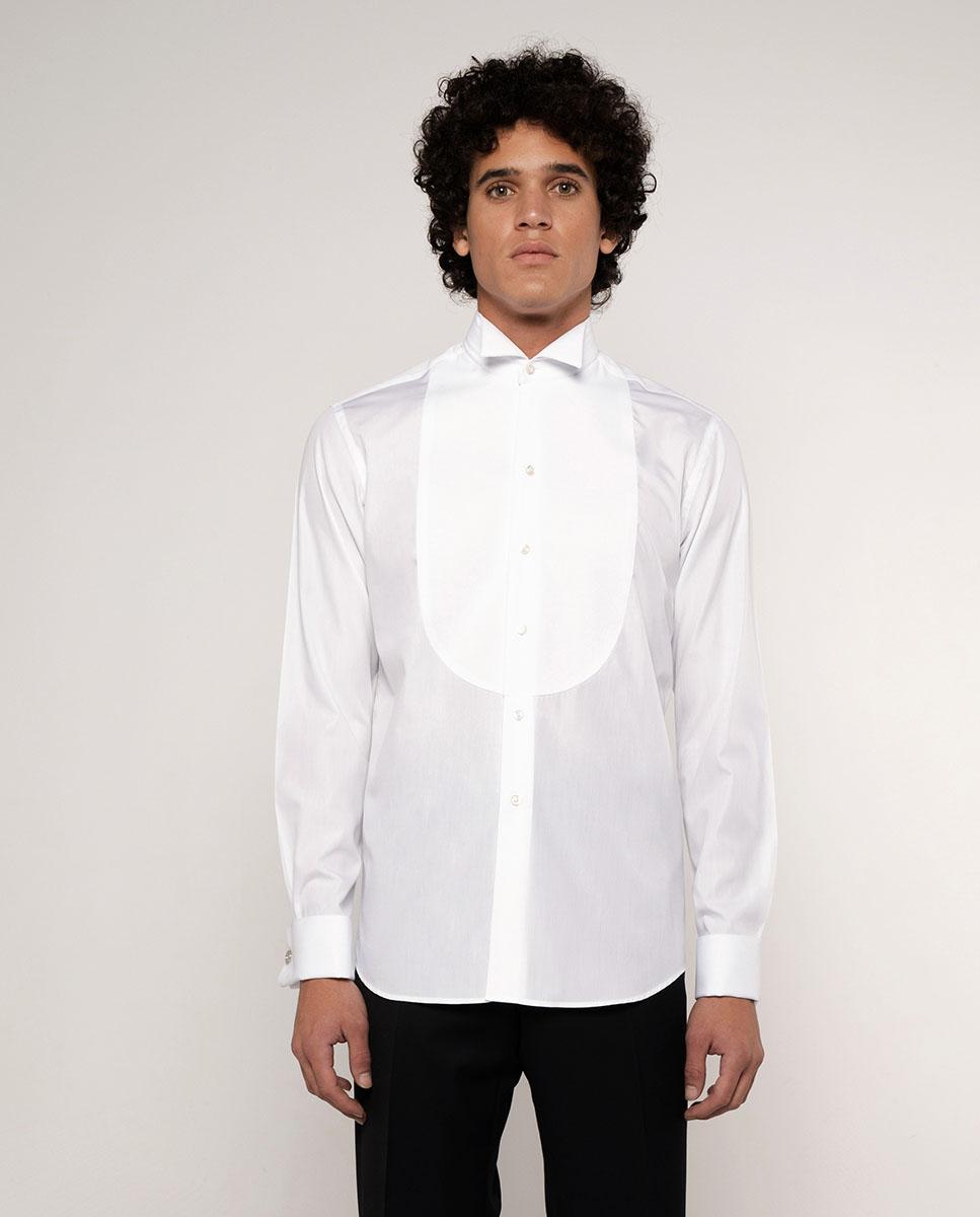 Camisa de hombre esmoquin con pecherin de pique