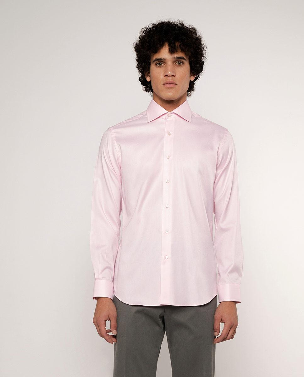 Camisa de hombre classic lisa de algodón - Mirto - Rosa Rosa-1