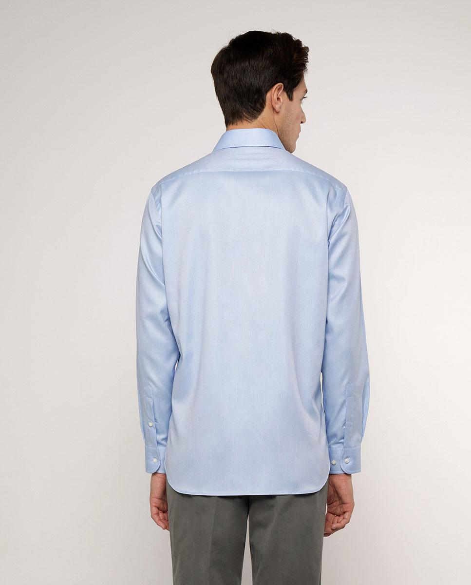 Camisa de hombre classic lisa de algodón - Mirto - Azul Azul-2