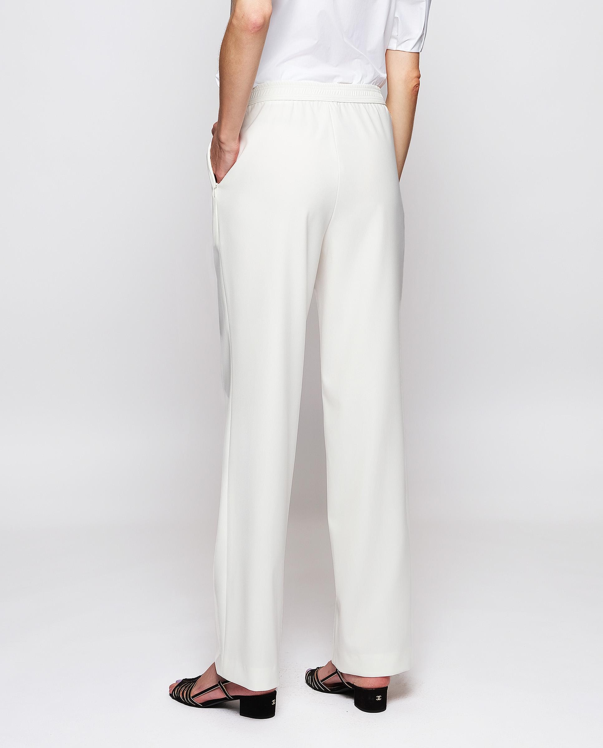 Pantalón recto de mujer fluido con estampado liso en - Mirto - Blanco Blanco-3