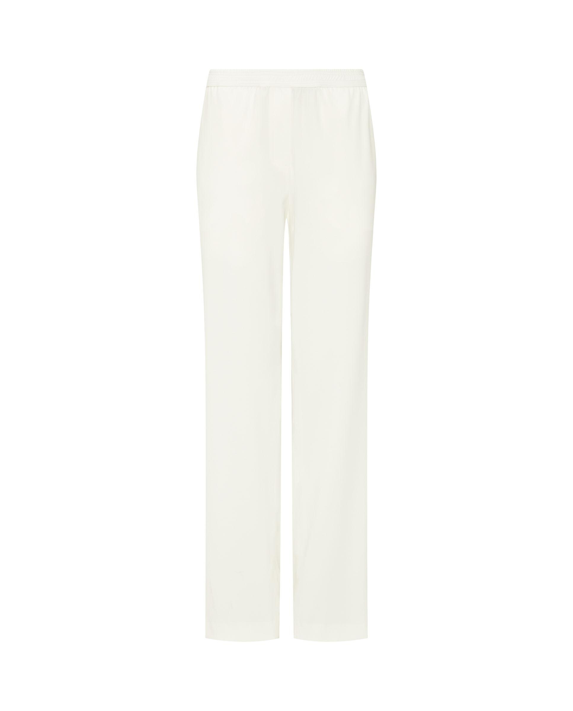 Pantalón recto de mujer fluido con estampado liso en - Mirto - Blanco Blanco-4