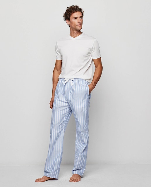 Imagen 0 de Pijama de hombre de pantalón largo y camiseta corta de tela y punto azul