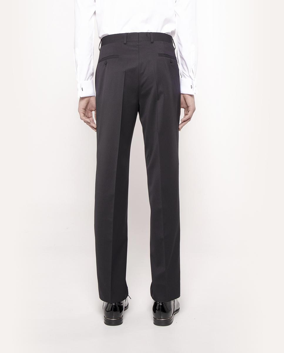 Pantalón recto de hombre de vestir de 100% lana - Mirto - Negro Negro-2