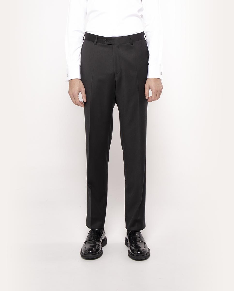 Pantalón recto de hombre de vestir de 100% lana - Mirto - Negro Negro-3