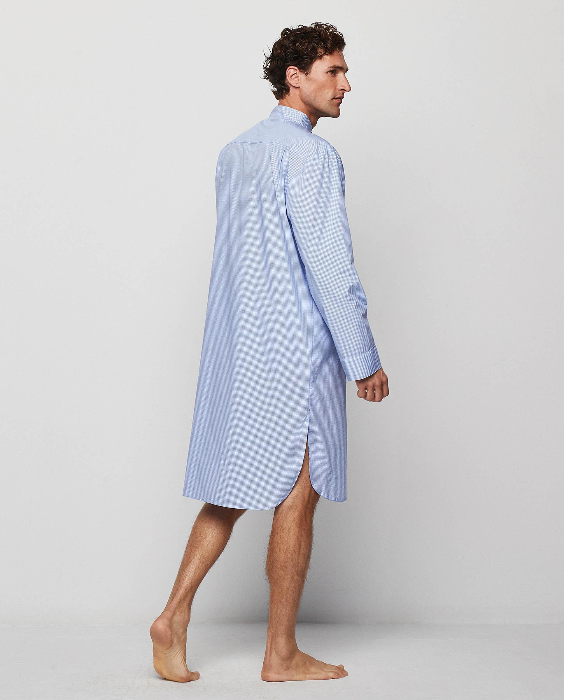 Camisón de hombre manga larga de algodón - Mirto - Azul índigo Azul índigo-3