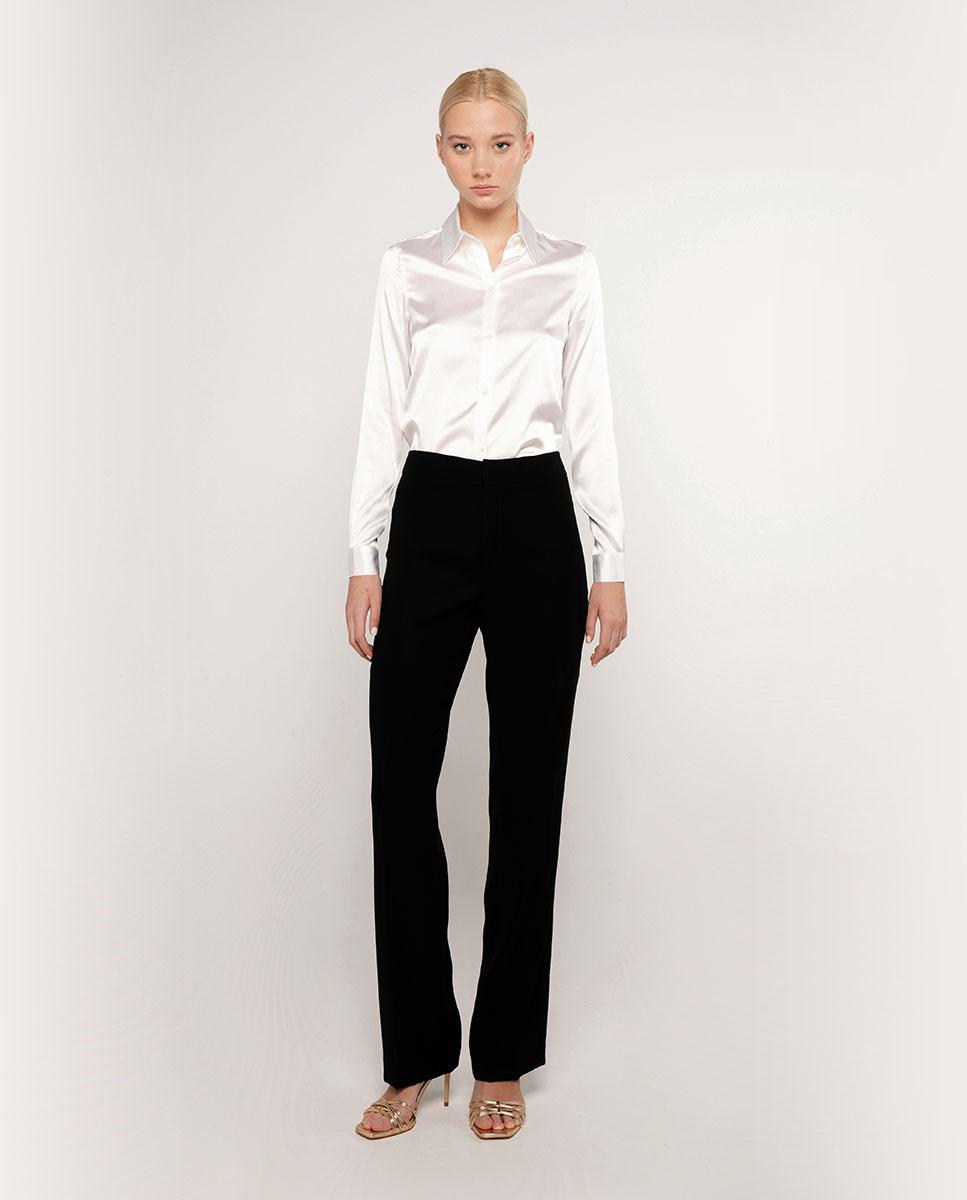 Blusa de mujer lisa en seda elástica - Mirto - Blanco Blanco-3