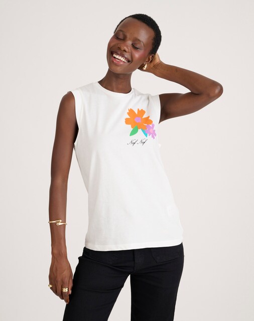 Naf Naf Mujer Camiseta Sin Mangas Naf Naf Para Mujer Con Detalle