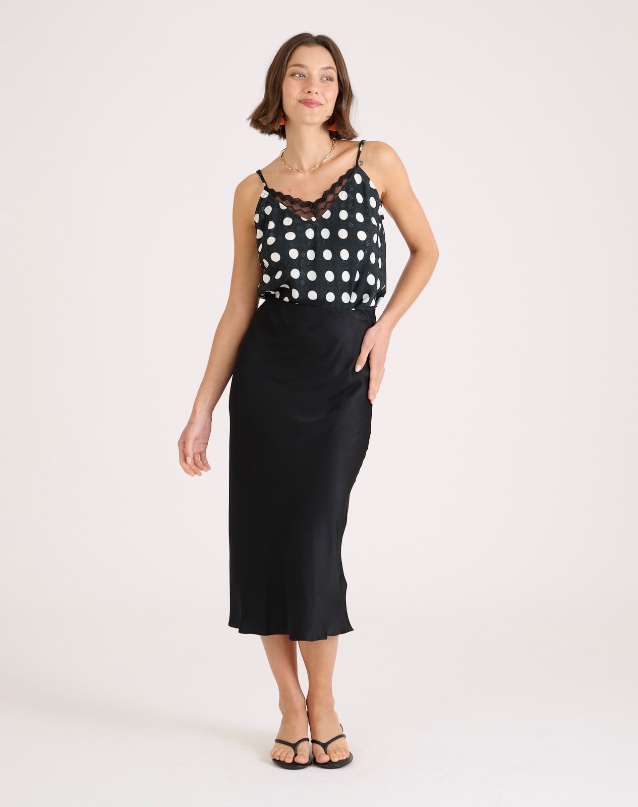Falda midi satinada