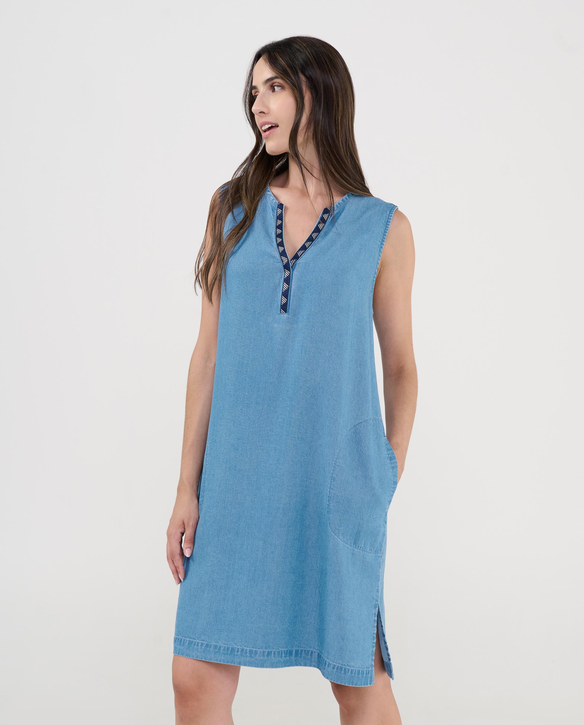 Lohe - Vestido de playa corto sin mangas.