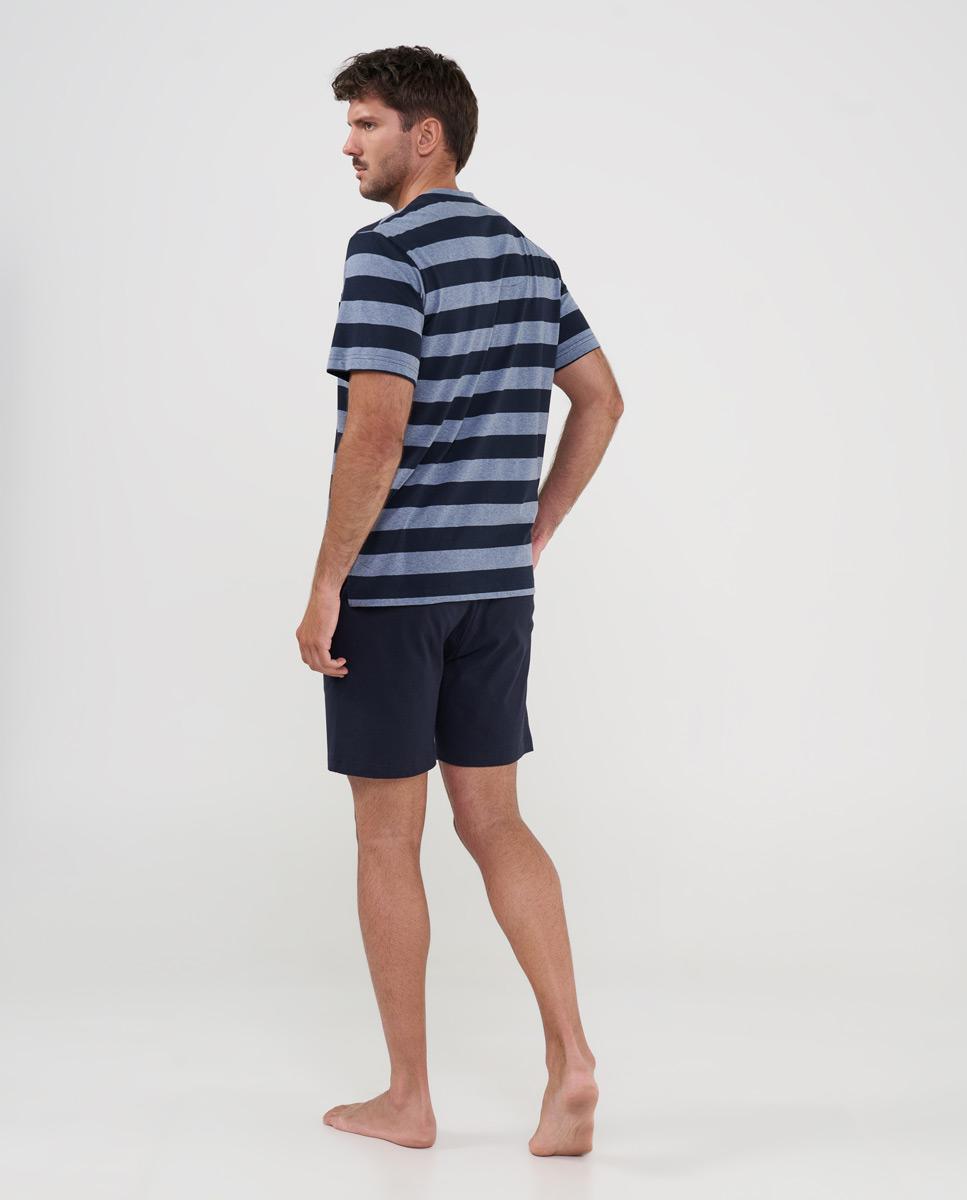 Pijama de hombre corto rayas - Lohe - Azul marino Azul marino-2
