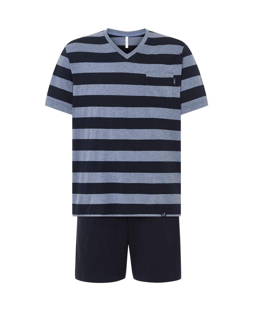 Pijama de hombre corto rayas - Lohe - Azul marino Azul marino-4