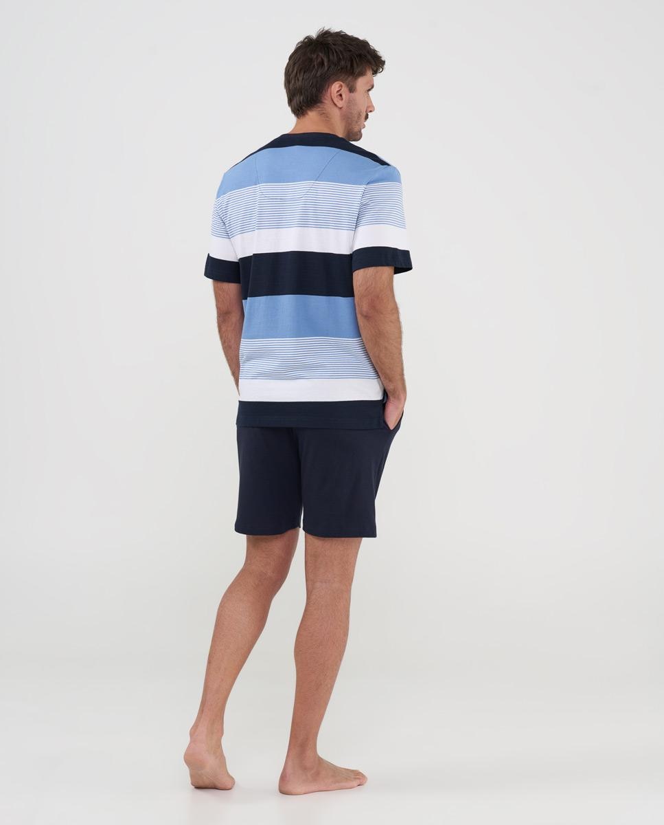 Pijama de hombre corto rayas - Lohe - Azul marino Azul marino-2