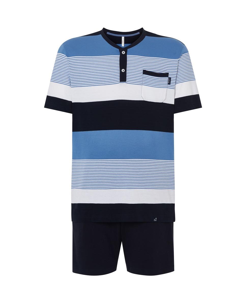Pijama de hombre corto rayas - Lohe - Azul marino Azul marino-4