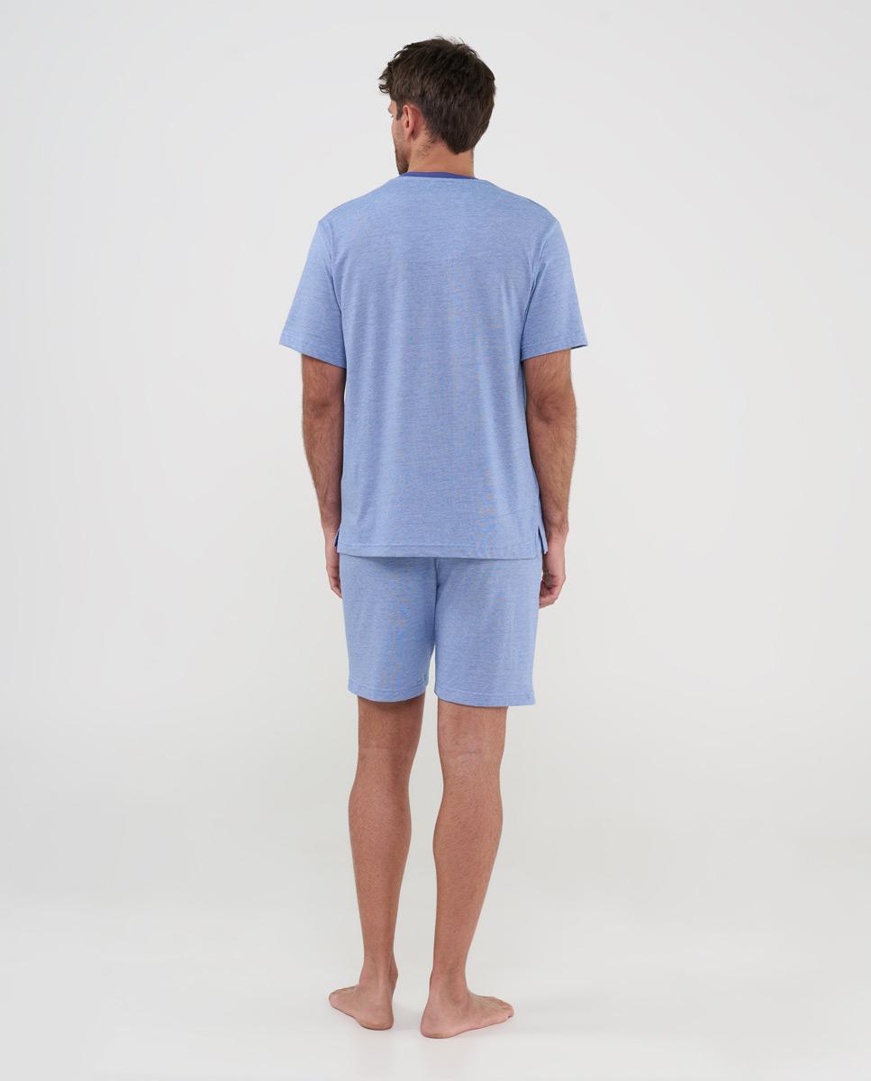 Pijama de hombre corto cuello pico - Lohe - Azul Azul-2