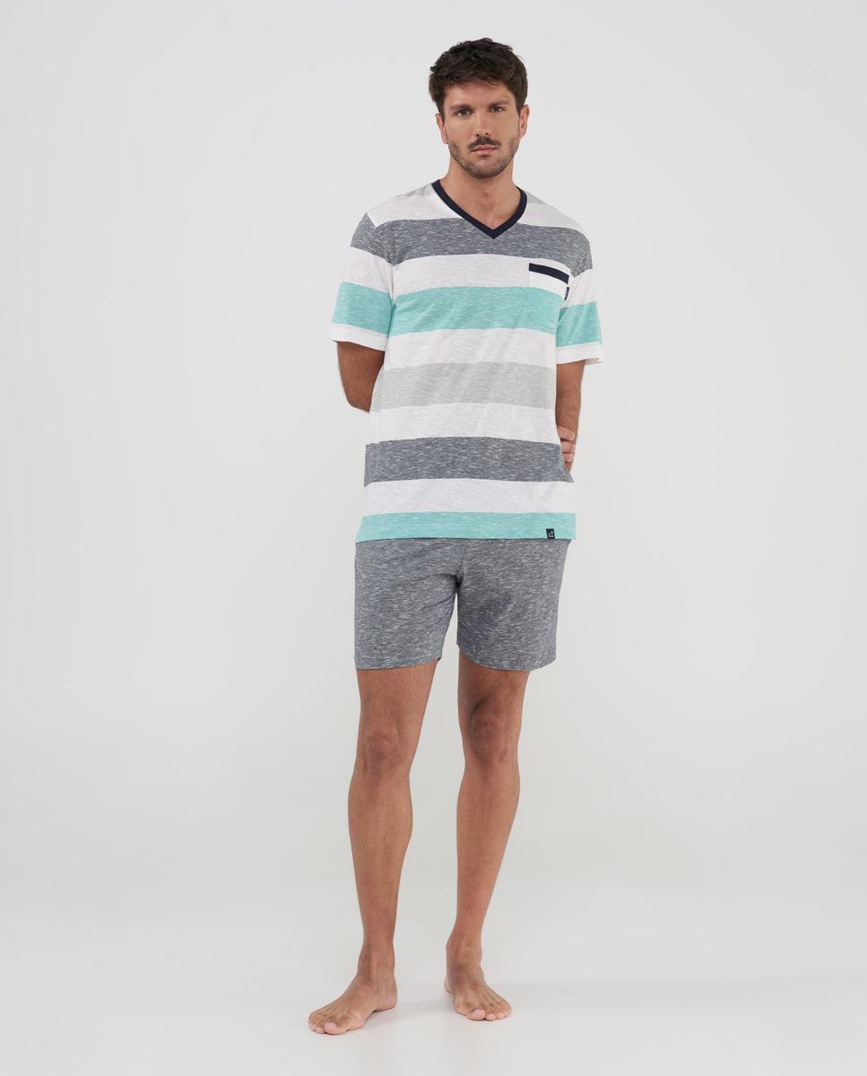 Imagen 0 de Pijama de hombre corto estampado Gris