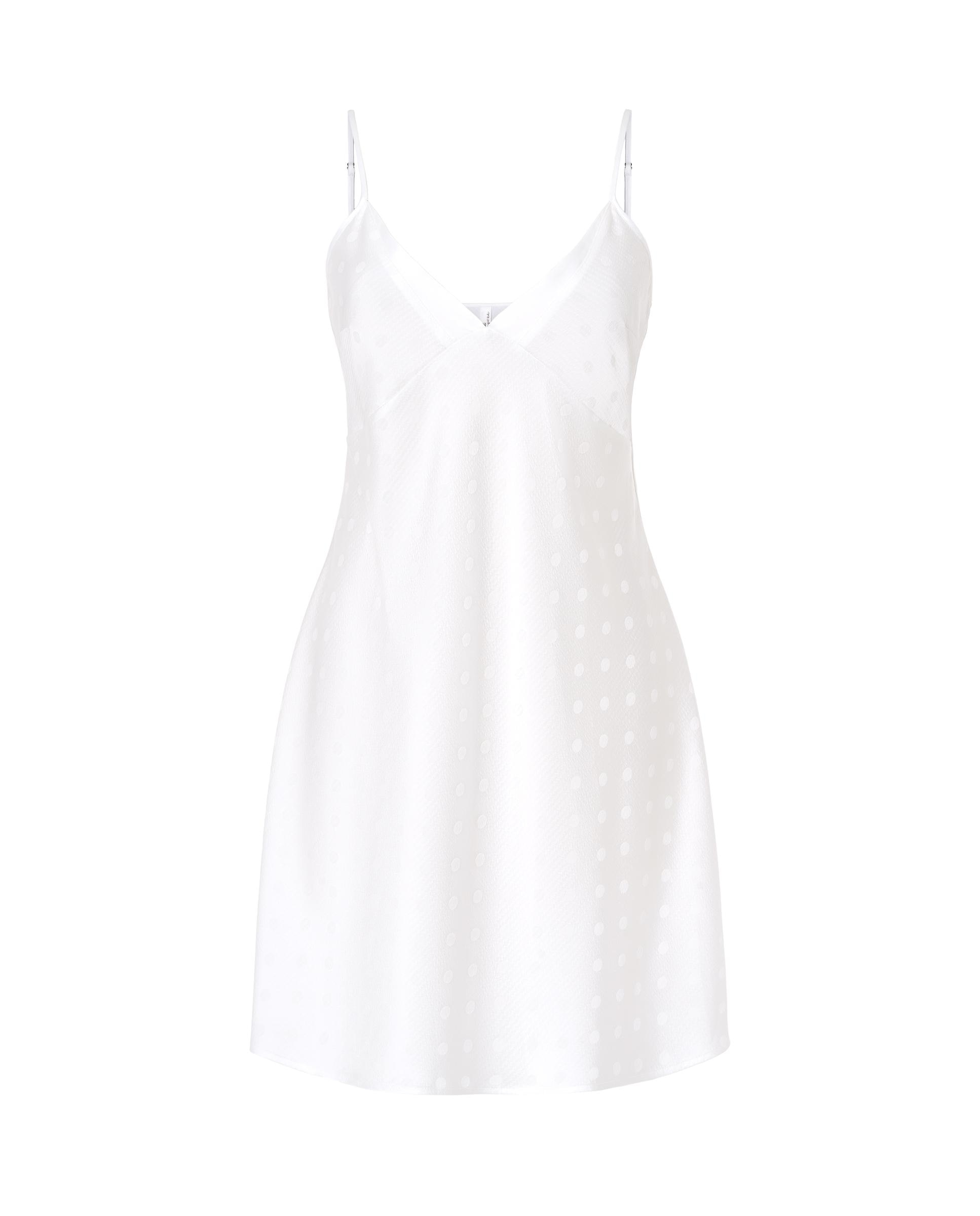 Camisón de mujer corto con tirantes en raso - Lohe - Marfil Marfil-4
