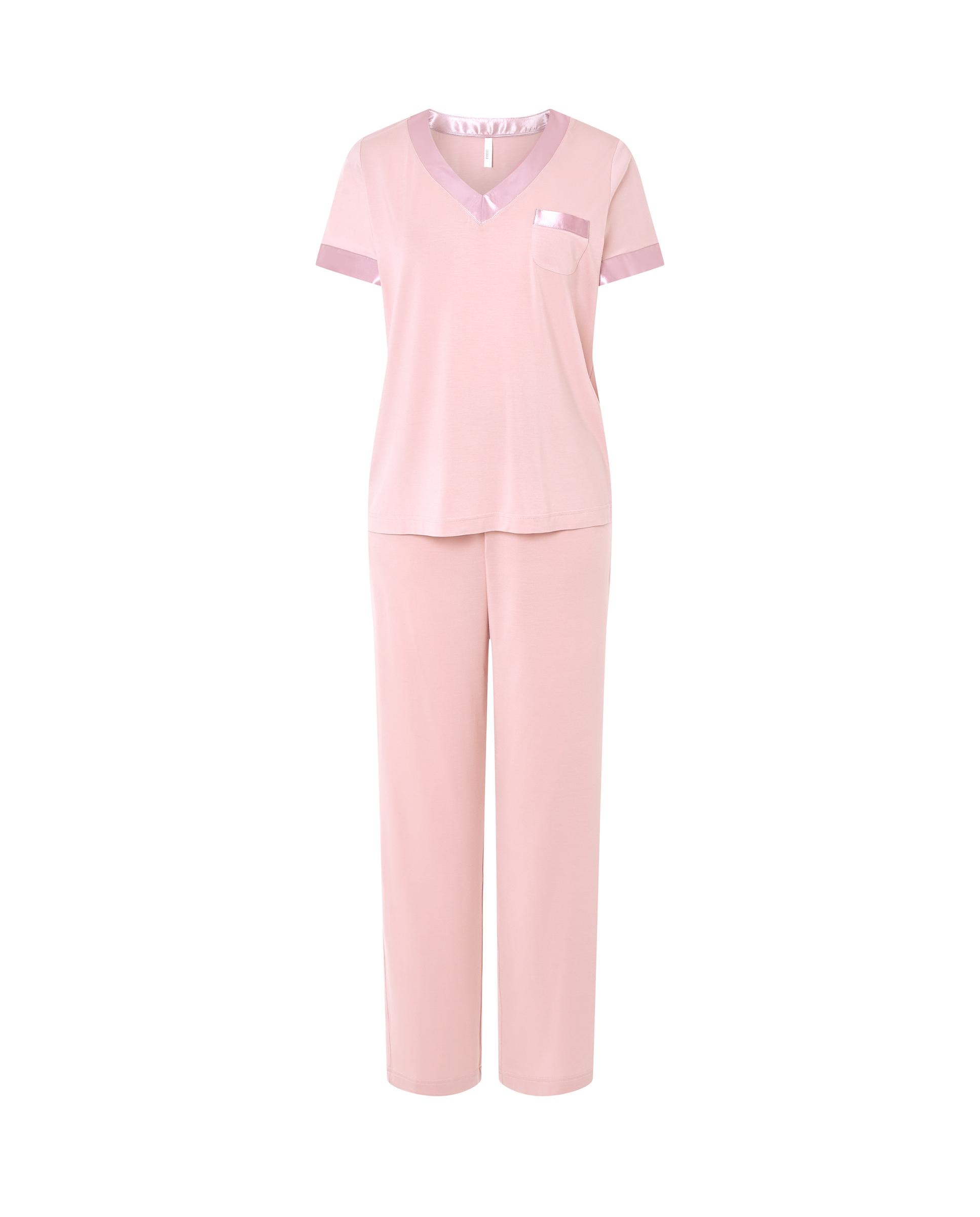 Pijama completo de mujer largo liso - Lohe - Rosa pastel Rosa pastel-3
