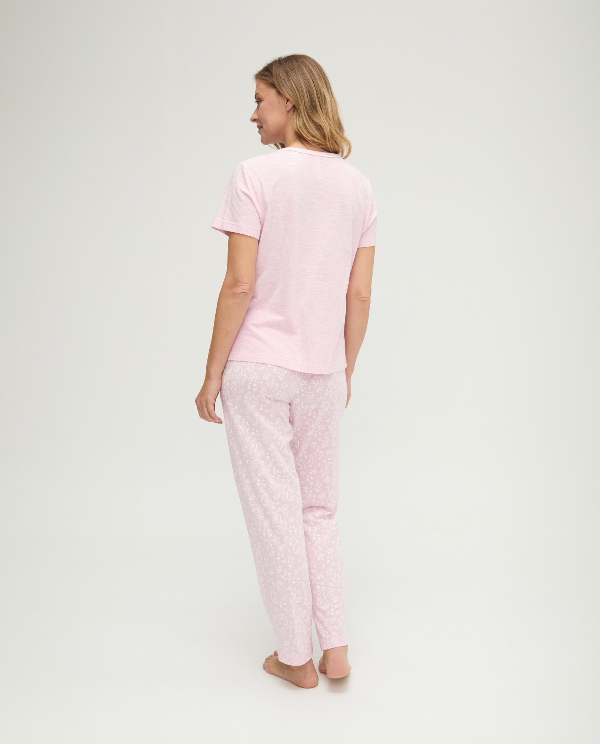 Pijama completo de mujer largo estampado - Lohe - Rosa / Blanco Rosa / Blanco-2