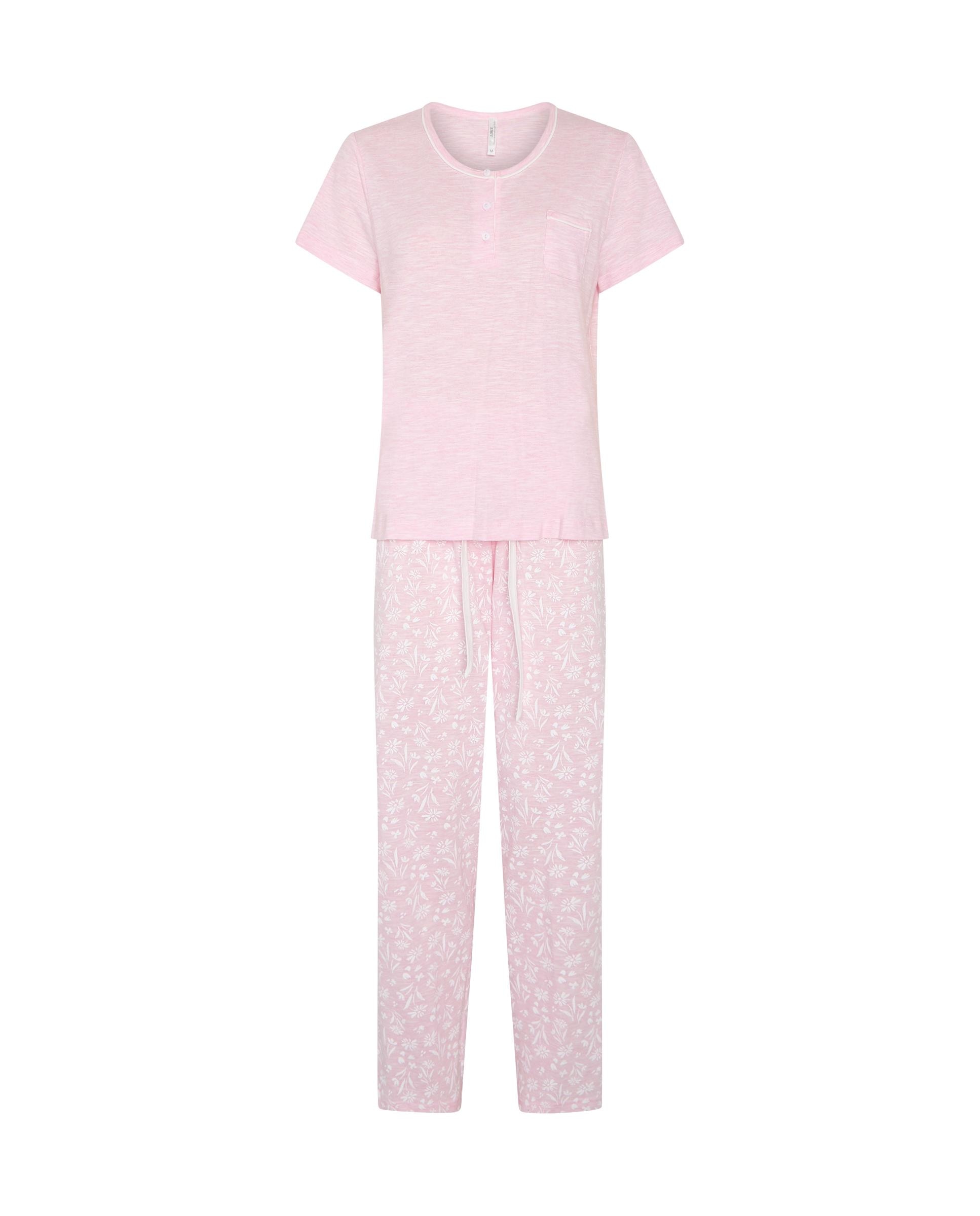 Pijama completo de mujer largo estampado - Lohe - Rosa / Blanco Rosa / Blanco-3