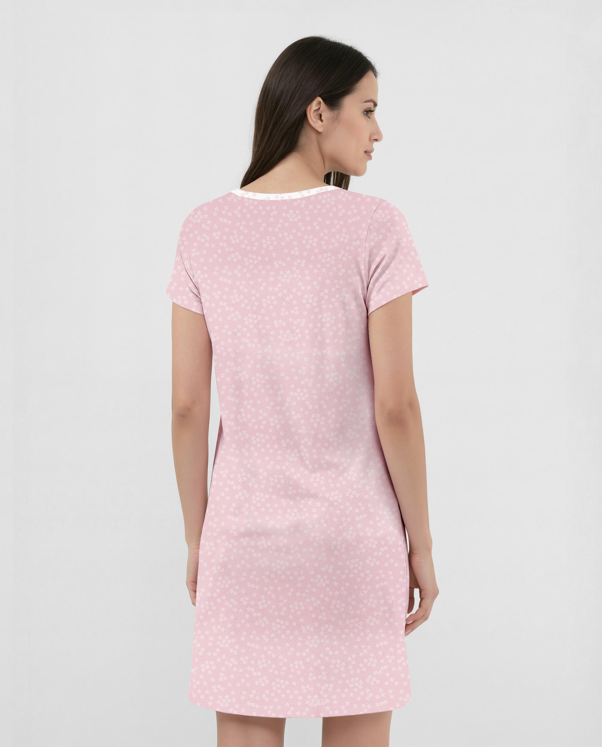 Camisón de mujer corto de manga corta - Lohe - Rosa Rosa-2