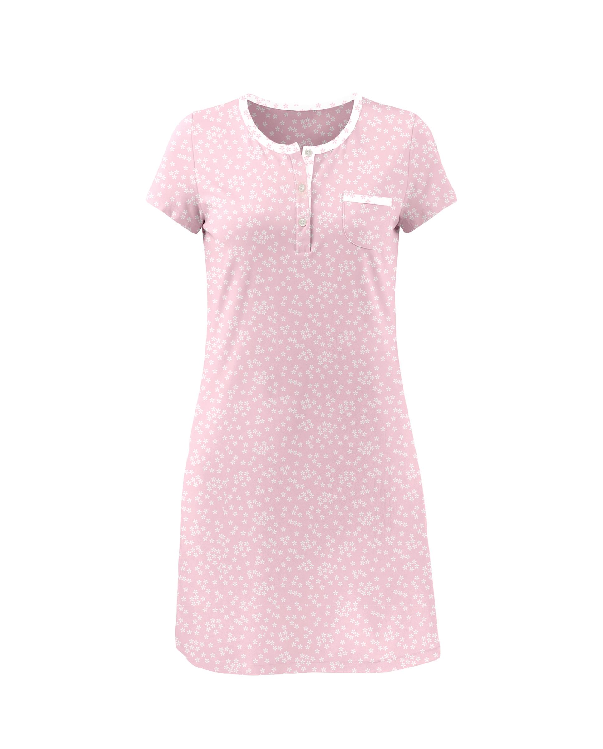 Camisón de mujer corto de manga corta - Lohe - Rosa Rosa-4